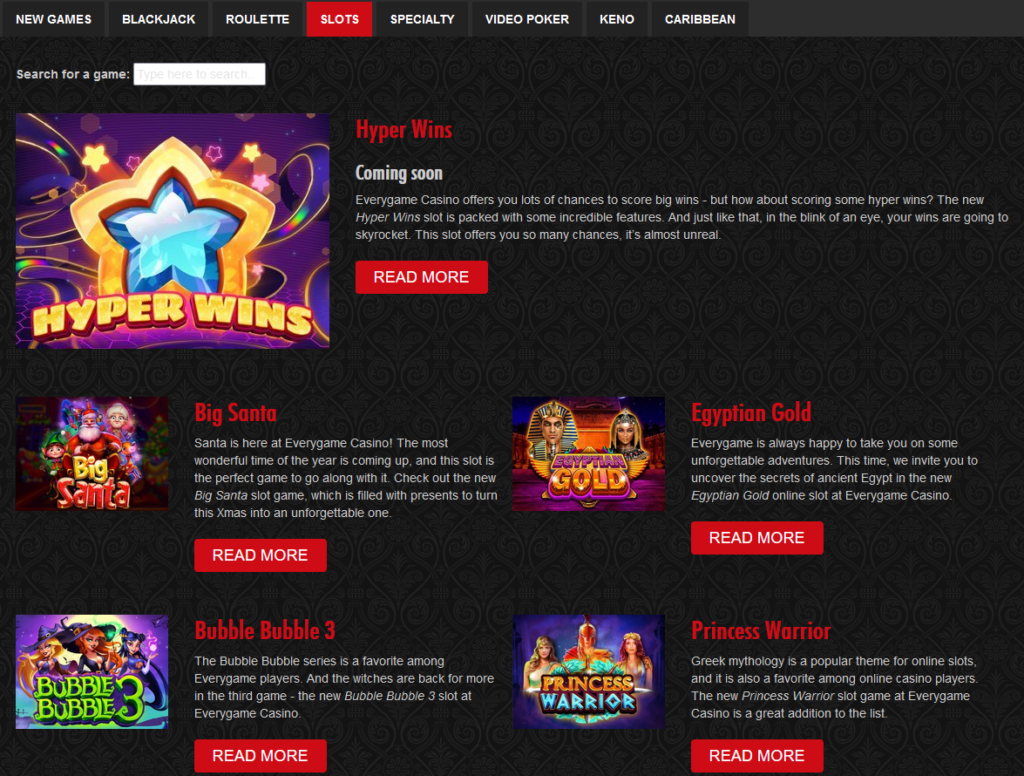 online slots at Everygame Casino